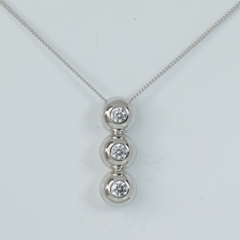 Sterling Silver/CZ 3 Drop Pendant and Chain